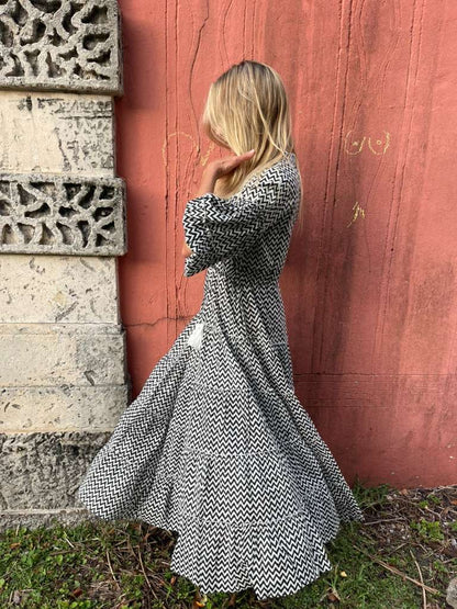 Chevron Wonderer Mao Dress