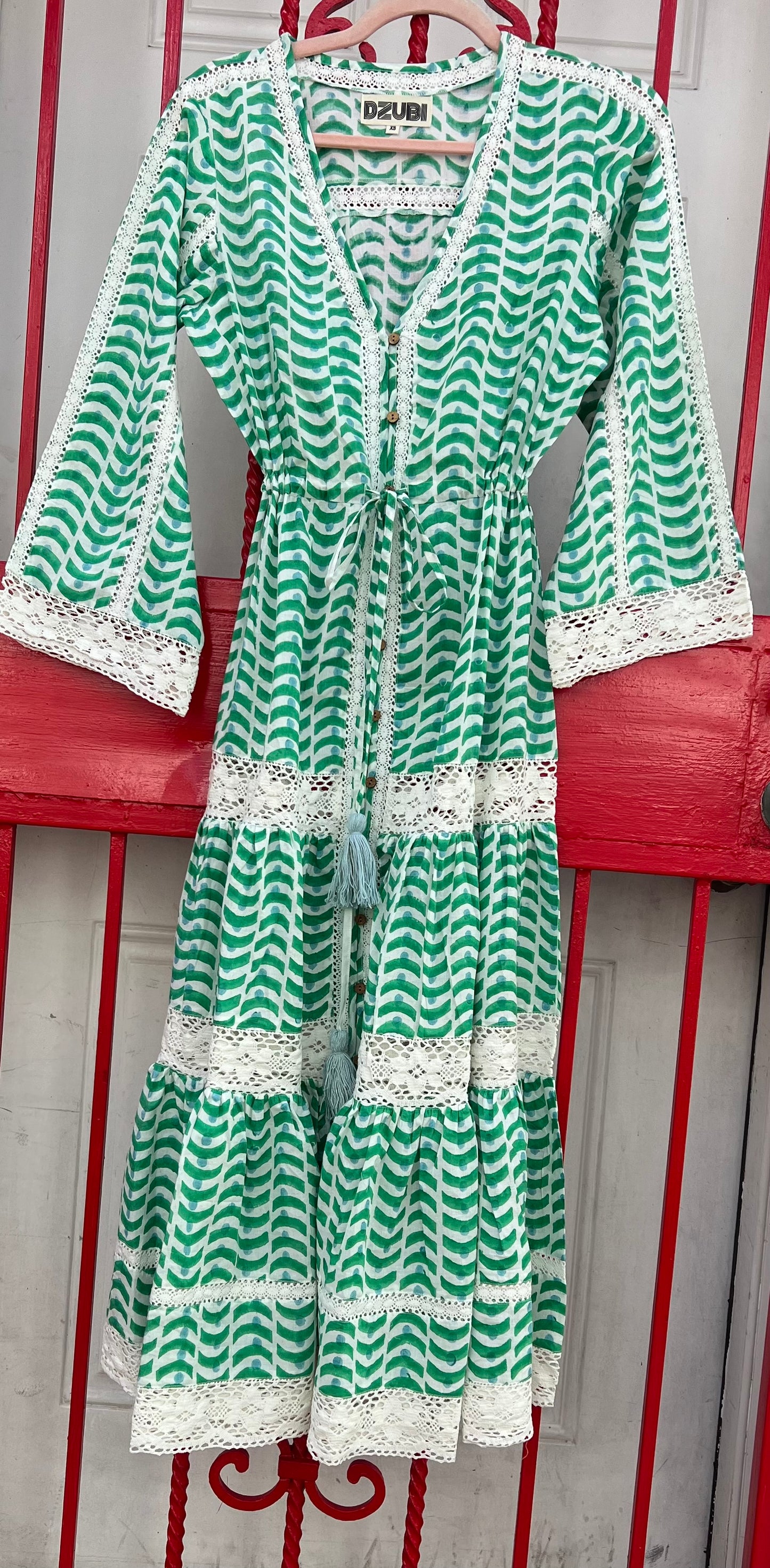 Green Mare Button Down Long Lace Dress