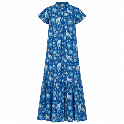 Indigo Birdsong Cap Sleeve Dress