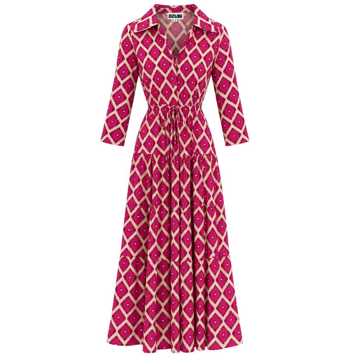 Pink Ikat Long Shirt Dress