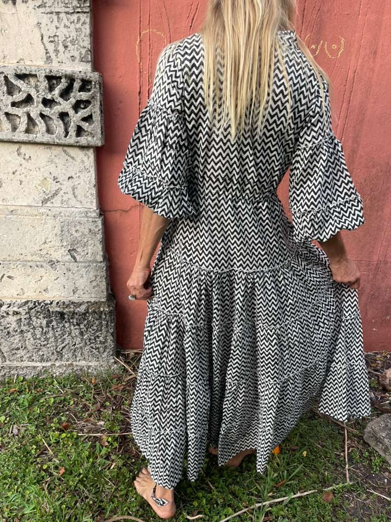 Chevron Wonderer Mao Dress