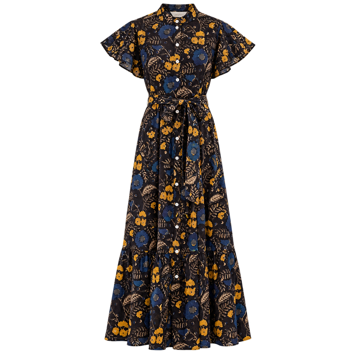 Midnight Marigold Cap Sleeve Dress
