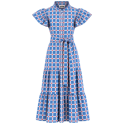 Blue Riviera Geo Cap Sleeve Dress