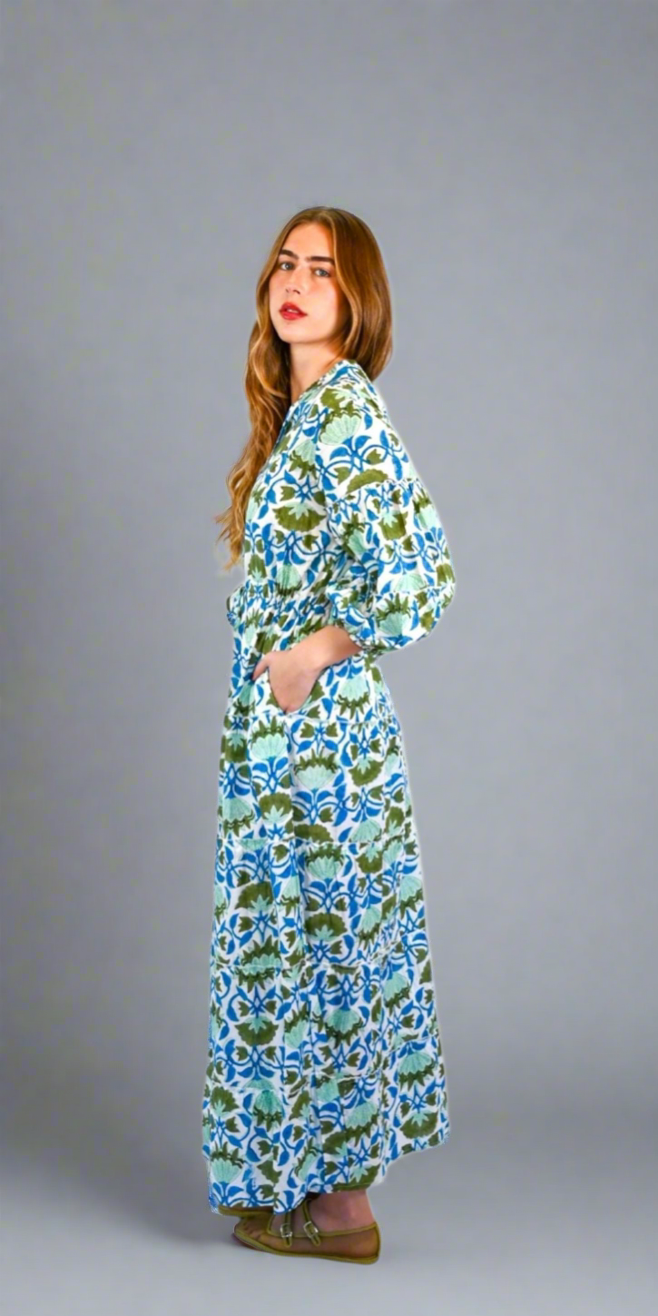 Jade Bloom Long Mao Dress