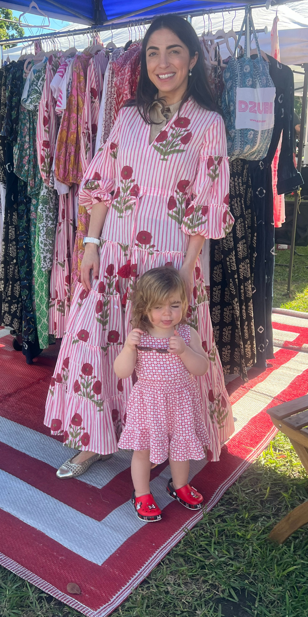 Pink Striped Mughal Long Mao Dress