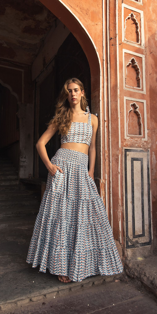 Blue Mare Long Tiered Skirt