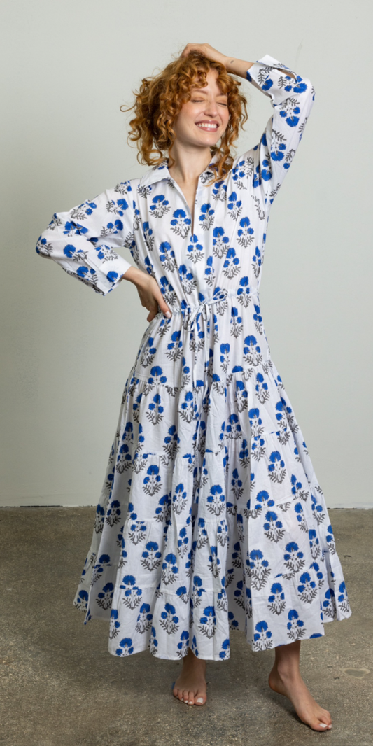 Blue Marigold Shirt Dress